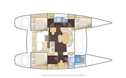 Plan du lagoon 380, version 3 cabines